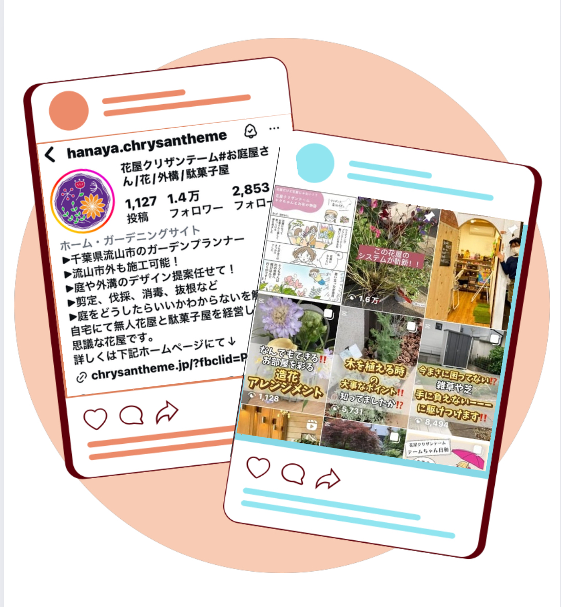 フォロワーが1.4万人を超えたクリザンテームのinstagram